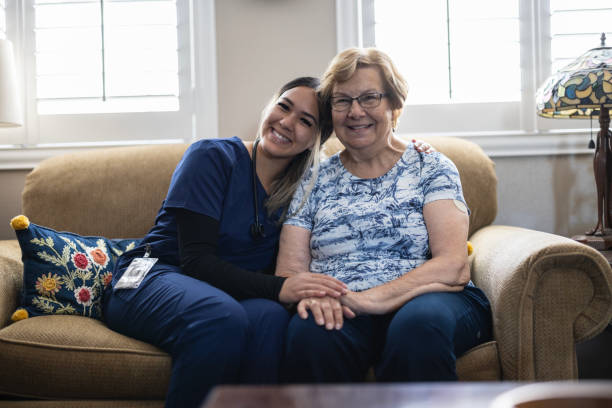 Nurse providing home health visit and consultation