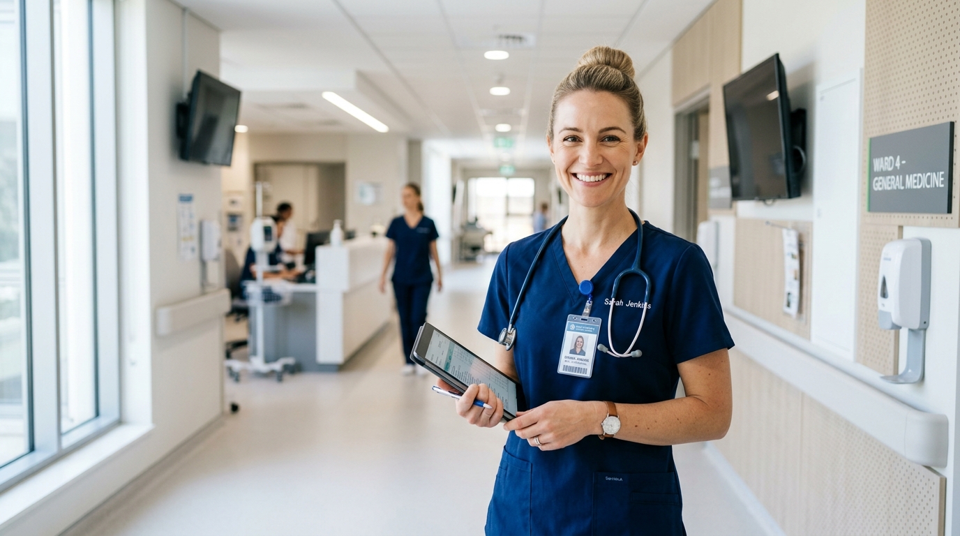 Registered staff nurse in modern clinical ward