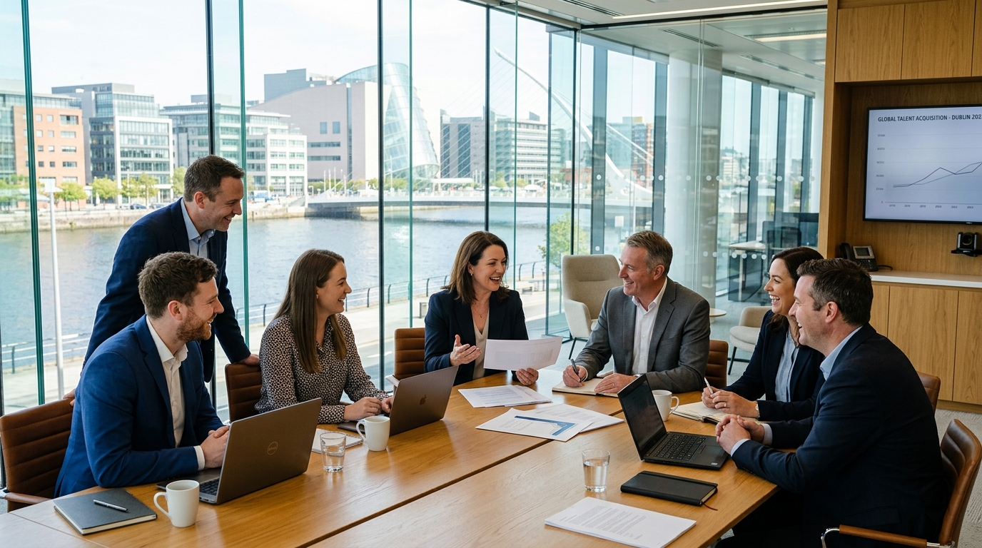 Recruitment consultants and corporate team meeting